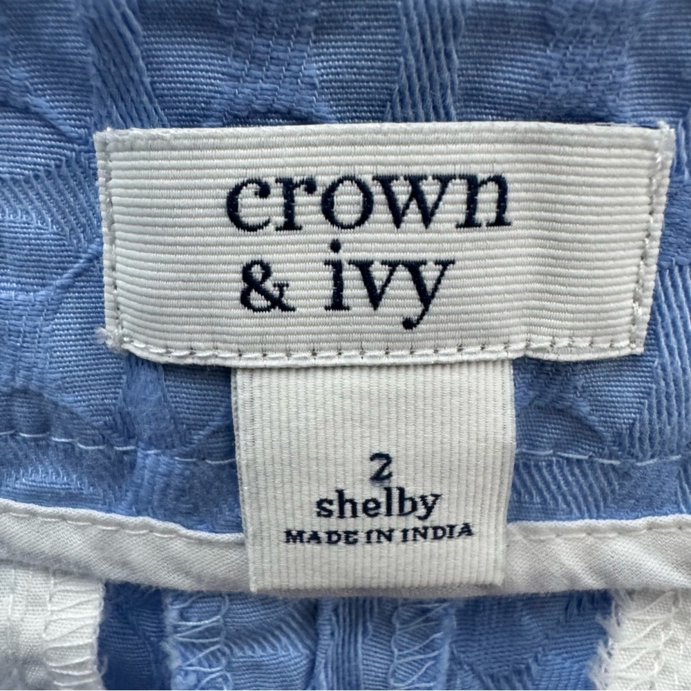 Crown & Ivy Blue Scallop Hem Shorts Size 2 Cotton Stretch - Picture 7 of 9